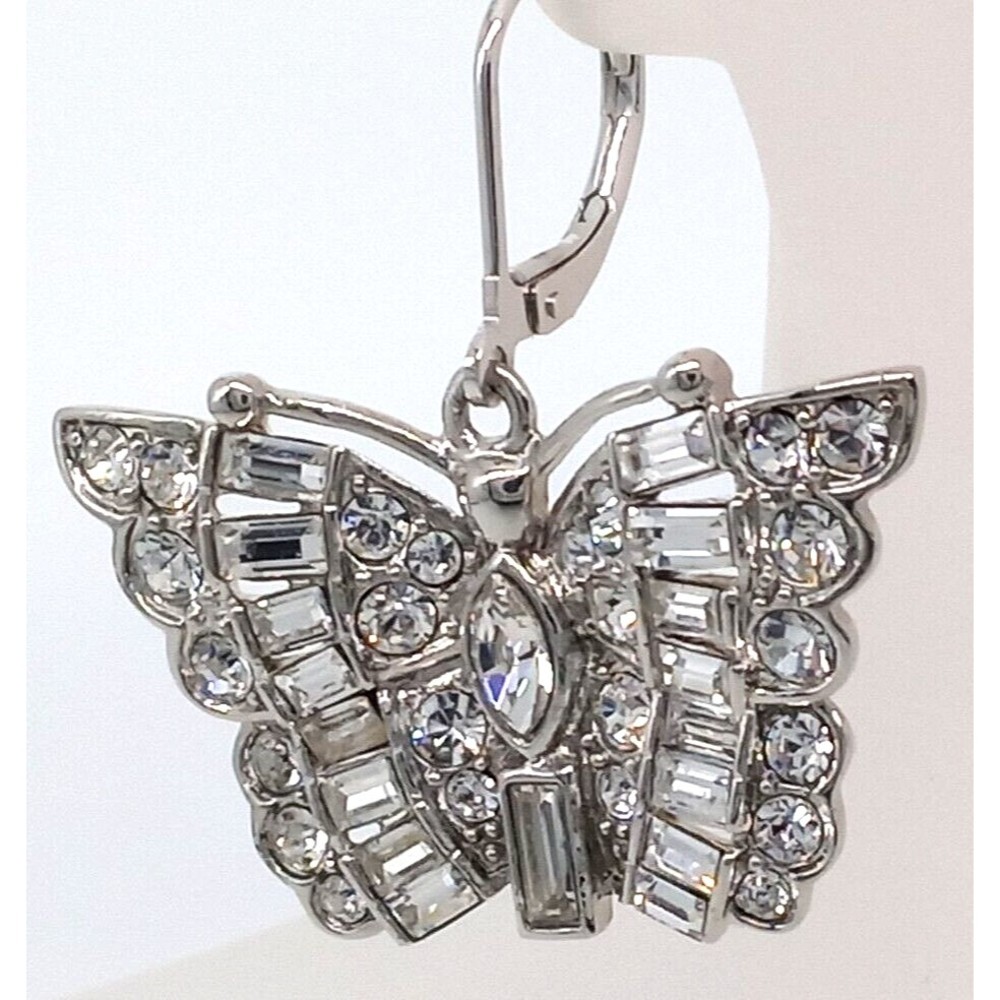 Nolan Miller Butterfly Rhinestone Earrings Glamour Collection Pierced Sparkly!